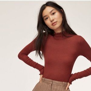 Wilfred Carco ruffled edge turtleneck t-shirt rust